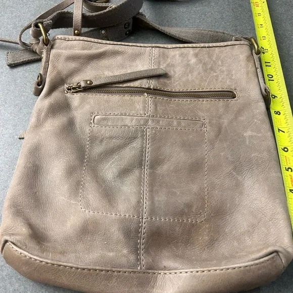 Stylish Taupe Leather Crossbody Bag - Picture 7 of 10